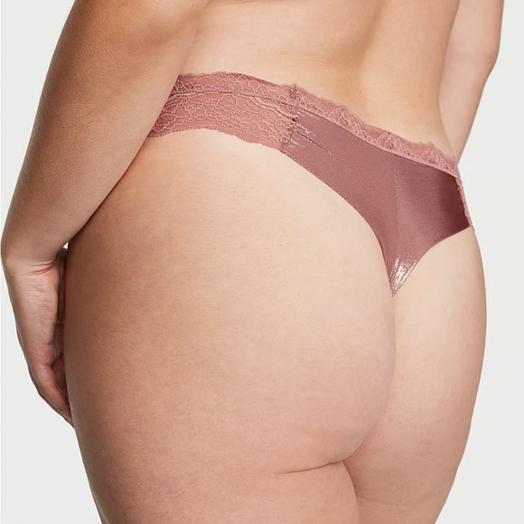 NWT — Victoria’s Secret Lace Trim Smooth Shimmer Thong Panty - Picture 2 of 4